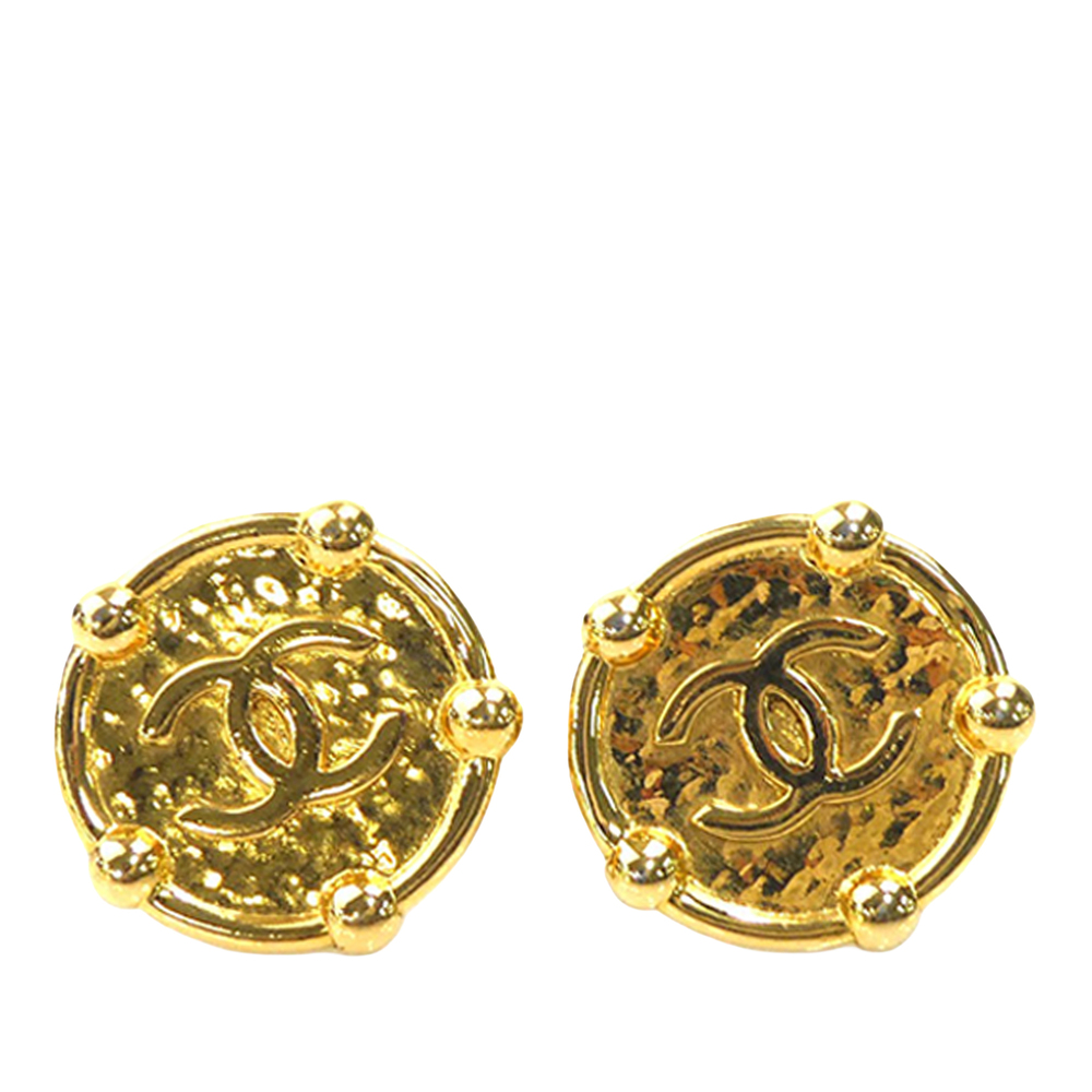 Pre-Loved Chanel CC Gold Plated Round Clip On Earrings